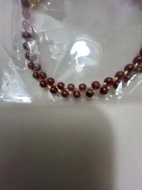 Red Garnet Beaded Bracelet with Gold-Tone Chain